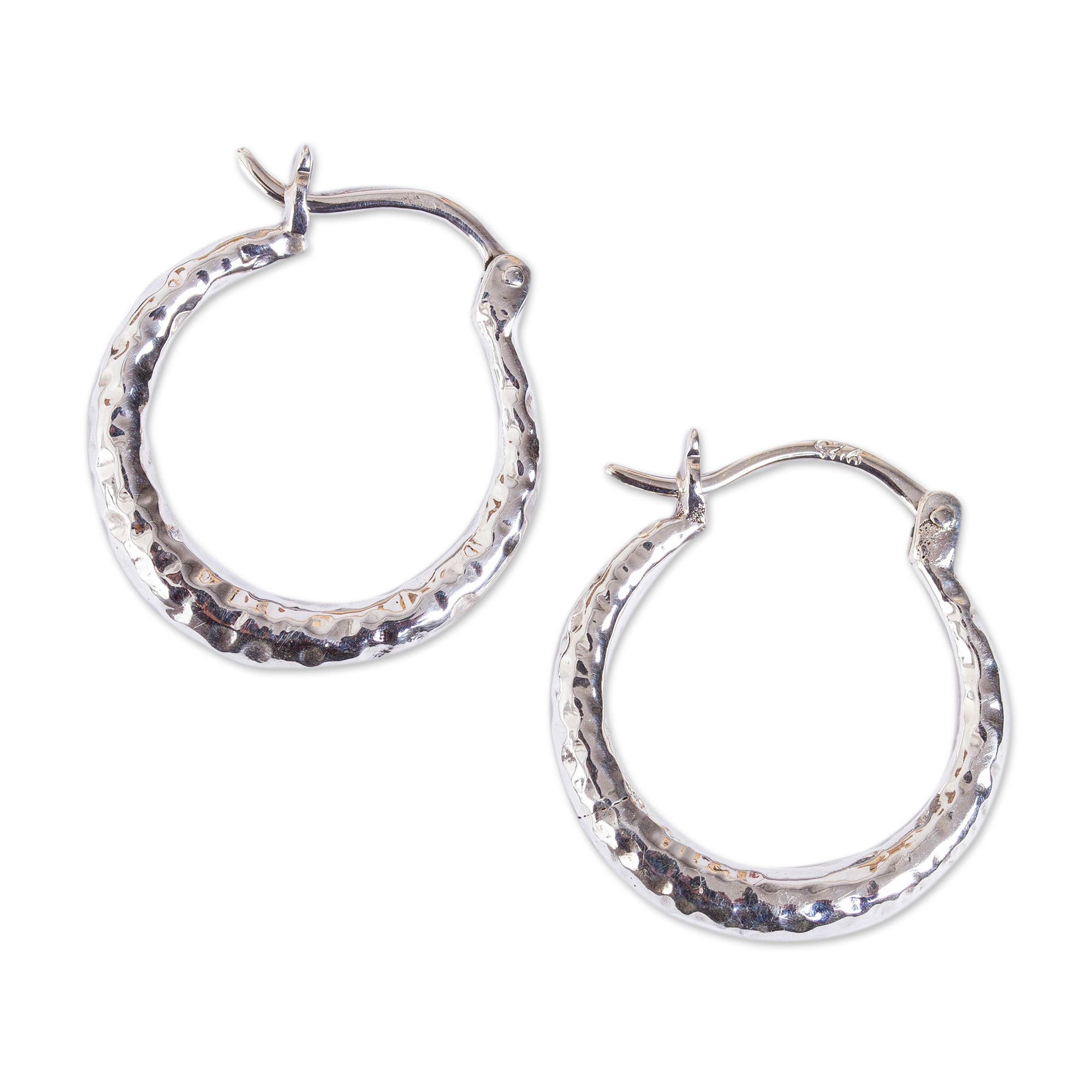 UNICEF Market | Hammered Taxco Sterling Silver Hoop Earrings from ...