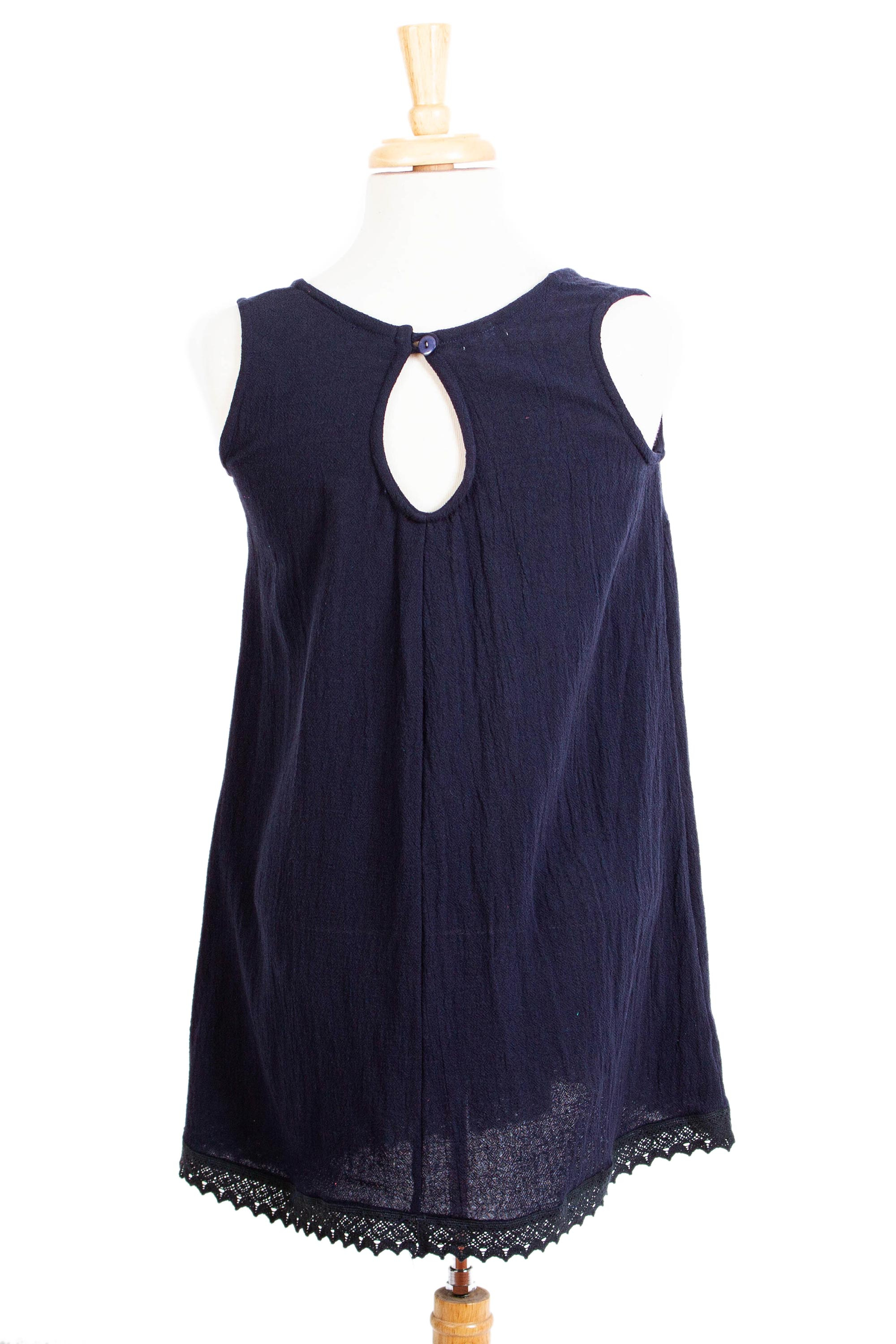 Cotton Gauze A-Line Tank in Solid Navy from Mexico - Simple Breeze in ...