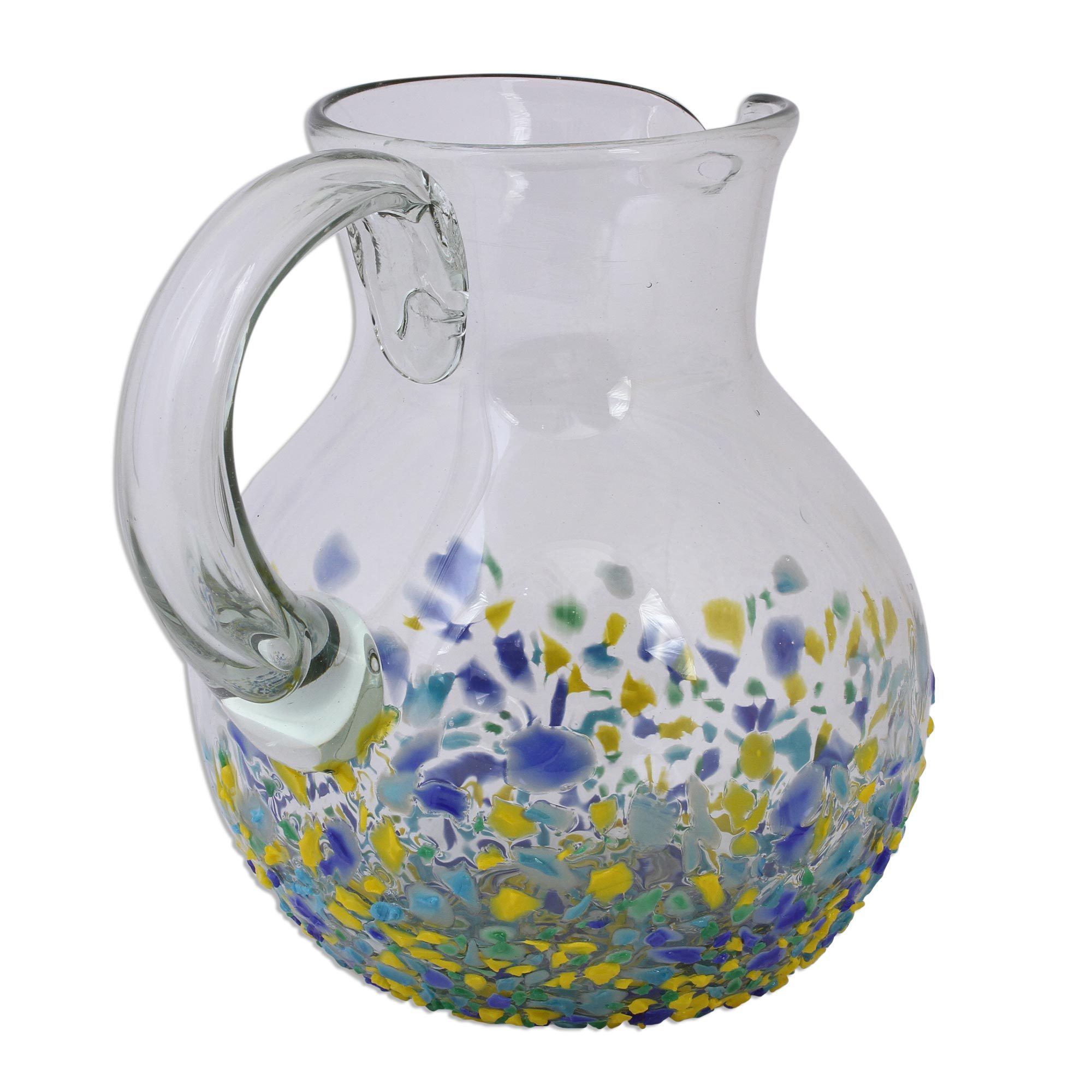 Handblown Recycled Glass Pitcher from Mexico Tropical Confetti NOVICA