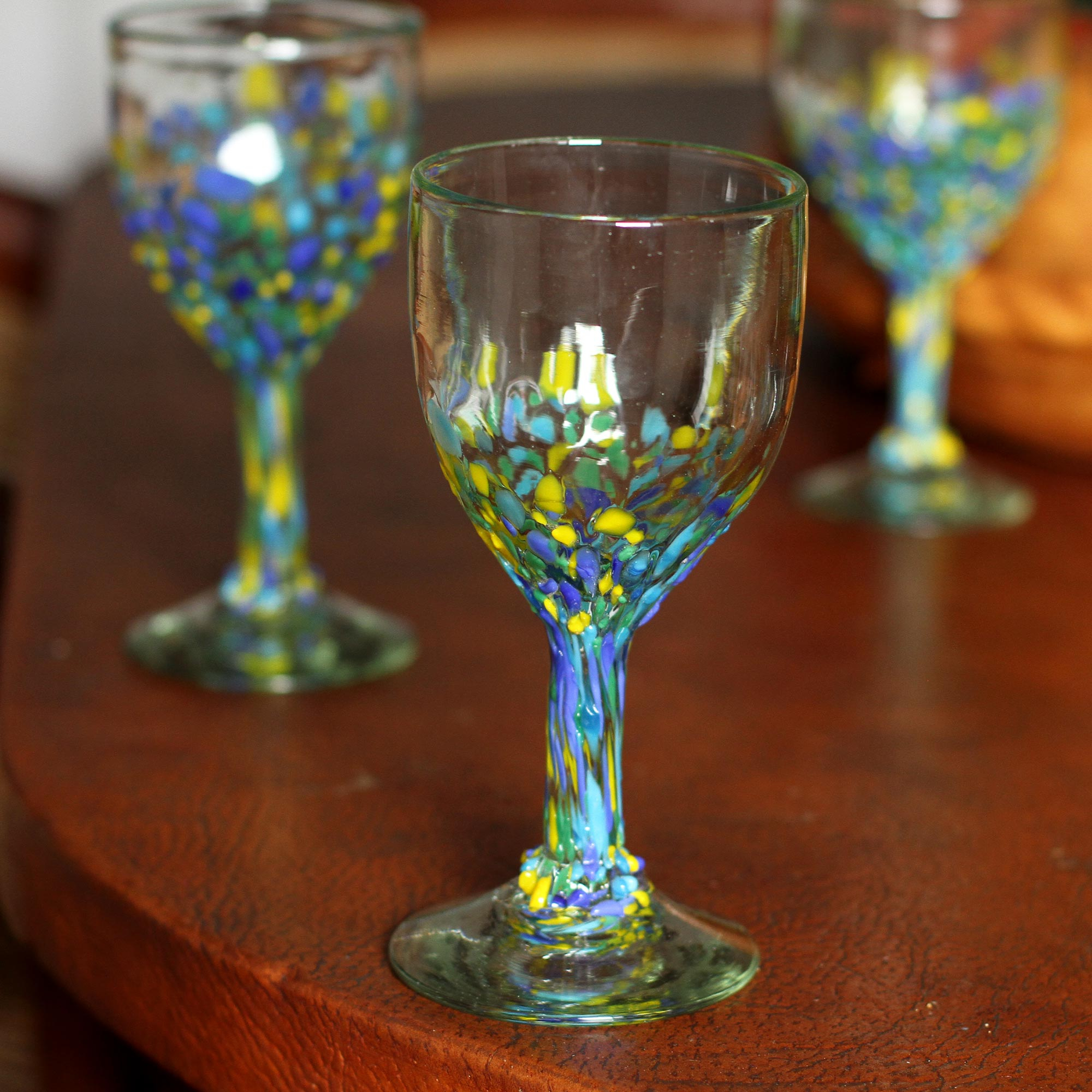 Unicef Market Confetti Pattern Recycled Glass Wine Glasses Set Of 6 Beautiful Confetti