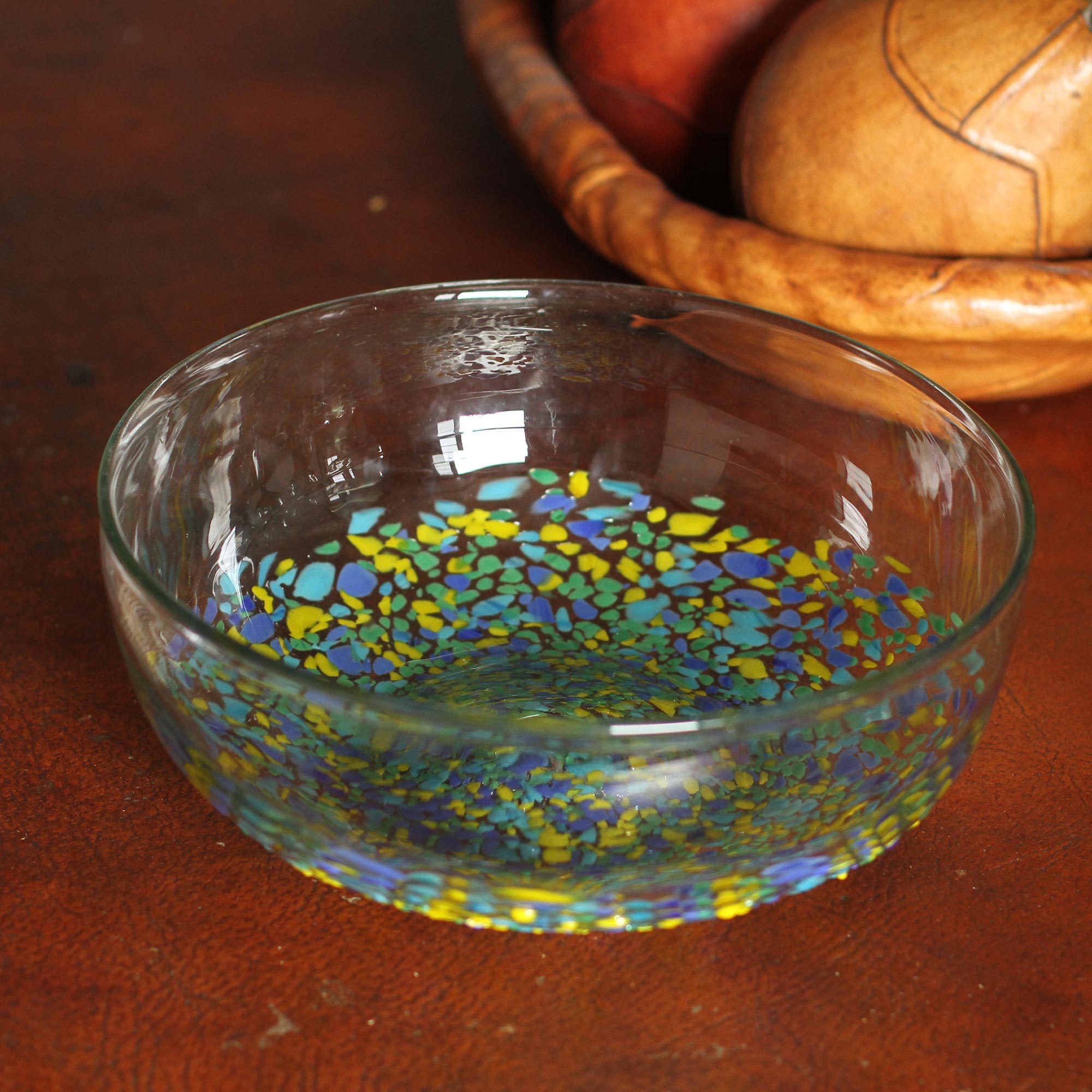 Confetti Pattern Recycled Glass Salad Bowl from Mexico Beautiful Confetti NOVICA