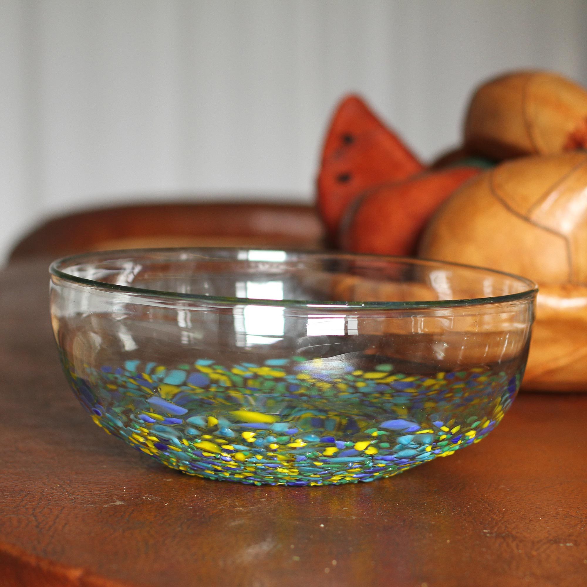 Confetti Pattern Recycled Glass Salad Bowl from Mexico Beautiful Confetti NOVICA