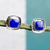 Lapis lazuli button earrings, 'Watery Reflection' - Square Lapis Lazuli Button Earrings from Mexico thumbail