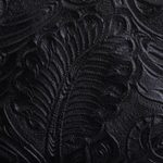 Leather handbag, 'Black Garden' - Floral and Leaf Pattern Black Leather Handbag from Mexico