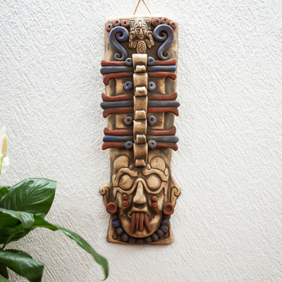 Keramikmaske - Wandmaske aus Keramik mit Maya-Motiv, hergestellt in Mexiko