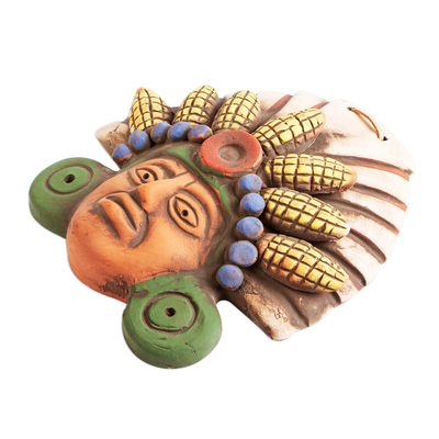 Máscara de cerámica - Máscara de cerámica Dios del Maíz hecha a mano en México