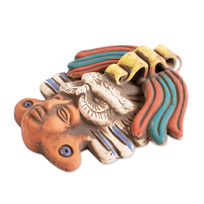 Keramikmaske - Keramische Wandmaske eines Eulengottes aus Mexiko