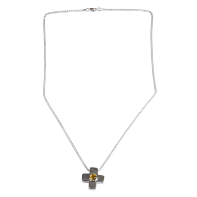 Halskette mit Bernsteinanhänger - Natürliche Bernstein-Kreuz-Anhänger-Halskette aus Mexiko