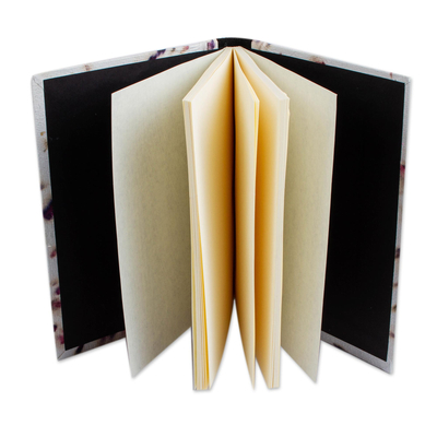 Tagebuch aus recyceltem Papier - Notizbuch aus recyceltem Papier in Fuchsia und Lila mit schwarzem Wildleder