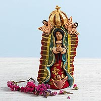 Ceramic sculpture, 'Angelic Guadalupe'
