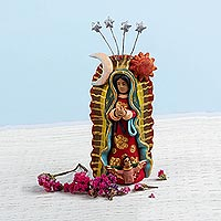 Ceramic sculpture, 'Celestial Guadalupe'