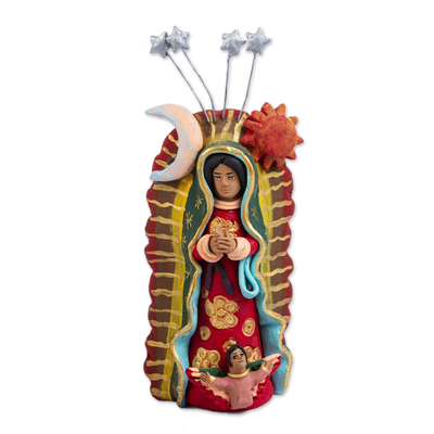 Celestial Ceramic Mother Mary Sculpture from Mexico