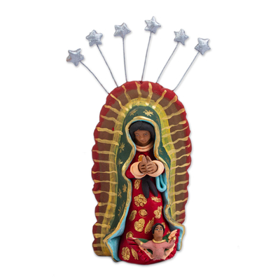 Ceramic sculpture, 'The Virgin of Guadalupe' - Ceramic Virgin of Guadalupe Sculpture from Mexico