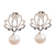 Cultured pearl dangle earrings, 'Glowing Lotus Charm' - Cultured Pearl Lotus Flower Dangle Earrings from Mexico (image 2a) thumbail