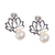 Cultured pearl dangle earrings, 'Glowing Lotus Charm' - Cultured Pearl Lotus Flower Dangle Earrings from Mexico (image 2b) thumbail