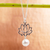 Cultured pearl pendant necklace, 'Glowing Lotus Charm' - Cultured Pearl Lotus Flower Pendant Necklace from Mexico thumbail