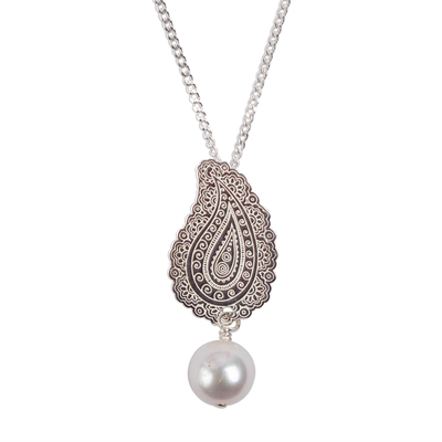 collar con colgante de perlas cultivadas - Collar con colgante de Paisley de perlas cultivadas de México