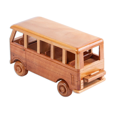 Wood home accent, 'Combie' - Whimsical Wood Combie Van Sculpture