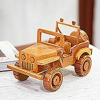 Wood home accent, 'Old Jeep' - Old Jeep Wood Home Accent Made in Mexico