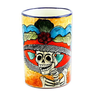 Ceramic Catrina Vase Hand Painted in Mexico