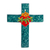 Ceramic wall cross, 'Heart of Faith' - Signed Colorful Ceramic Wall Cross from Mexico (image 2a) thumbail