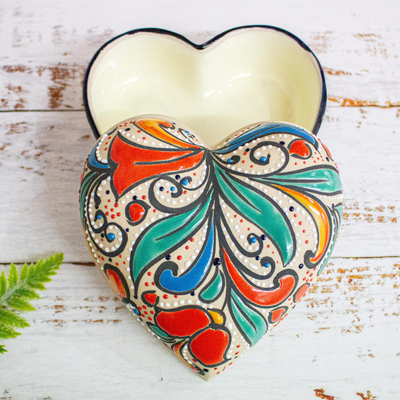 Western Cross Heart Shape Trinket Box Just Beautiful  Hand Painted New