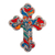 Ceramic wall cross, 'Flourishing Faith' (11 inch) - Handmade Ceramic Wall Cross with Colorful Motifs (11 Inch) (image 2a) thumbail