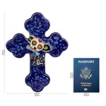 Ceramic wall cross, 'Catrina Pup' - Hand Painted Dog-Themed Ceramic Wall Cross