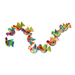 Aluminum decorative garland, 'Festive Doves' - Handcrafted Hand Painted Garland of Floral Mexican Birds