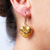Gold plated drop earrings, 'Oaxacan Hearts' - Gold Plated Heart Drop Earrings from Oaxaca (image 2b) thumbail