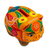Ceramic decorative accent, 'Fiesta Piggy' - Colorful Hand Painted Pig Decorative Accent thumbail