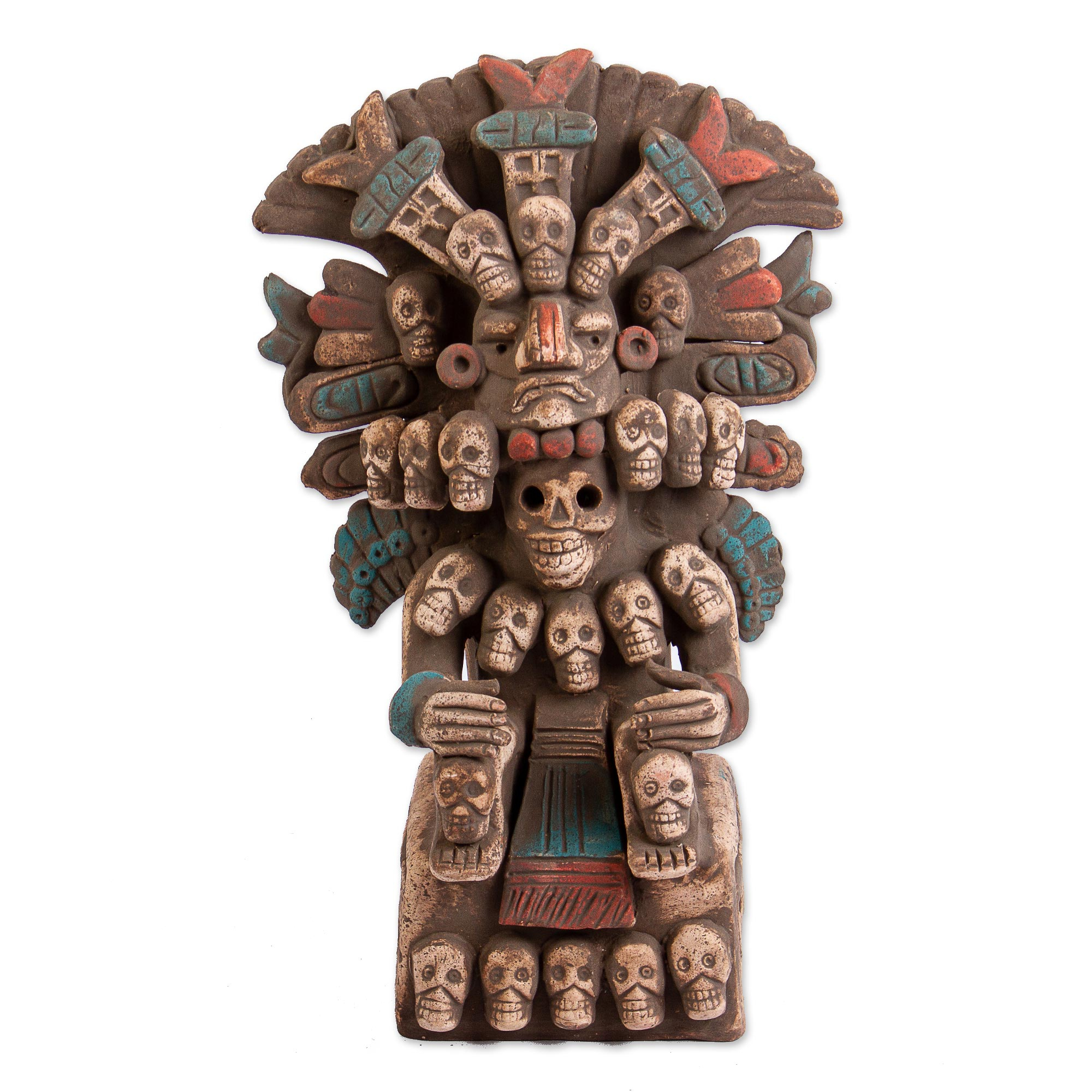 Aztec God of Underworld Handcrafted Ceramic Sculpture - Seated ...