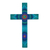 Wood cross, 'Radiant Faith' - Zapotec Art Inspired Hand Painted Turquoise Wood Cross (image 2a) thumbail