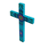 Wood cross, 'Radiant Faith' - Zapotec Art Inspired Hand Painted Turquoise Wood Cross (image 2b) thumbail