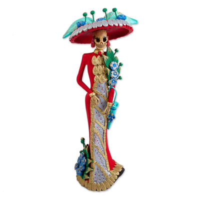 Hand Crafted and Painted Ceramic Catrina Sculpture