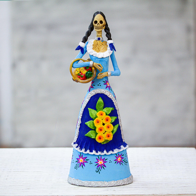 Keramikskulptur „La Catrina Consuelo“ – handgefertigte Tag der Toten Catrina-Figur aus Mexiko