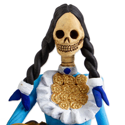 Escultura de cerámica - Figura Catrina Día de Muertos hecha a mano de México
