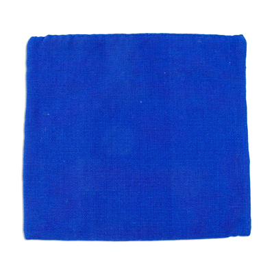 Cotton tortilla warmer, 'Agua Azul' - Handwoven Blue Cotton Tortilla Warmer from Mexico