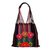Cotton shoulder bag, 'Night Poppies' - Poppy Embroidered Handwoven Black Cotton Mexican Morral Tote (image 2a) thumbail
