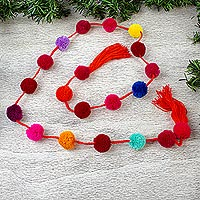 10 Handcrafted Cotton Garlands in Many Bright Colors,'Bright Fiesta Colors'
