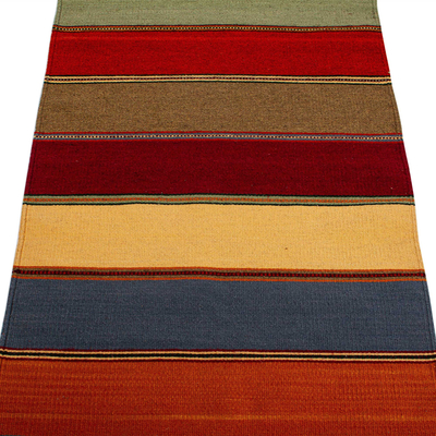 Zapotec wool rug, 'Oaxaca Rainbow' (2.5x4.5) - Handwoven Zapotec Wool Rug in Colorful Stripes (2.5x4.5)