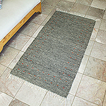 Handwoven Zapotec Grey Wool Rug with Russet Accents (2.5x5), 'Subtle Grey'