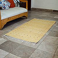 Zapotec wool rug, 'Subtle Amber' (2.5x5)