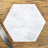 Hexagonal White Marble Cheese or Chopping Board,'Hexagon in White'