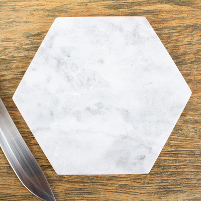 Tabla de quesos de mármol - Queso de mármol blanco hexagonal o tabla de cortar