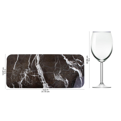 Marble cheese board, 'Elegant Veins' - Black and White Marble Cheese Board from Mexico