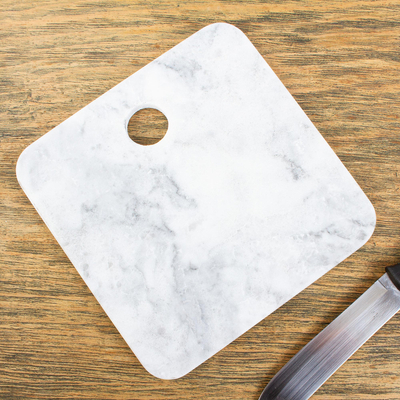 Marble cheese board, 'Plateau in White' - Small White Marble Cheese or Cutting Board from Mexico