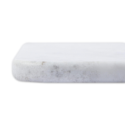 Marble cheese board, 'Mesa in White' - White and Grey Marble Cutting Board Handmade in Mexico