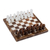 Onyx mini chess set, 'Chocolate and Milk' - Brown and White Onyx Mini Chess Set Handcrafted in Mexico