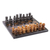 Marble and onyx mini chess set, 'Coffee and Mocha' - Onyx and Marble Mini Chess Set Handcrafted in Mexico (image 2a) thumbail
